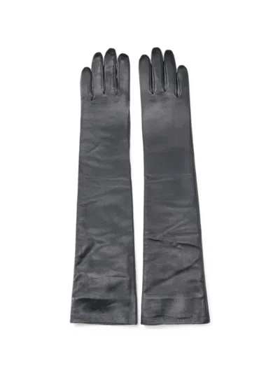 The Frankie Shop Long-length Leather Gloves In Gray