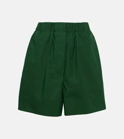 The Frankie Shop Lui High-rise Cotton Shorts In Hunter Green