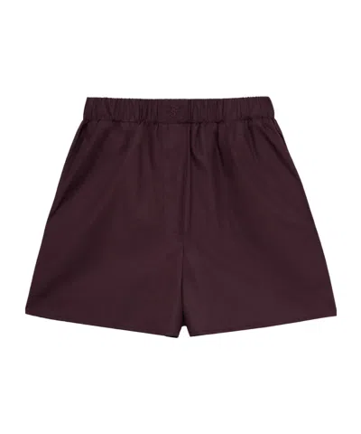 The Frankie Shop Straight Cut Shorts With Elastic Waistband And Back Pocket In Burgundy