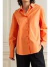 The Frankie Shop Lui Organic Cotton Shirt In Tangerine In Orange