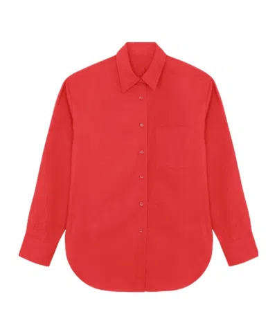 The Frankie Shop Lui Organic Cotton Shirt In Red