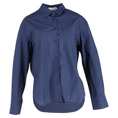 The Frankie Shop Lui Shirt In Navy Blue Organic Cotton
