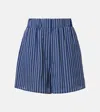 The Frankie Shop Lui Striped Shorts In Blue