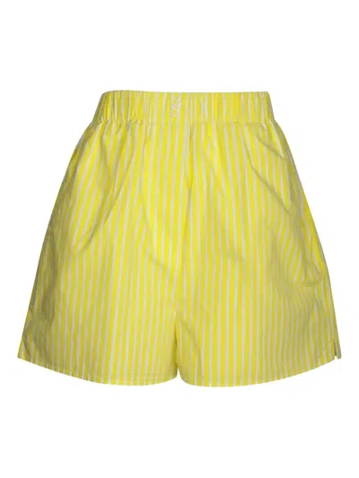 Pre-owned The Frankie Shop Lui Striped Shorts In Yellow