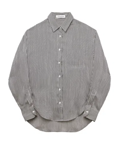 The Frankie Shop Lui Striped Silk Shirt - Black/white Stripe