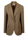 The Frankie Shop Houndstooth Oversized Blazer Flap Pockets In Brown