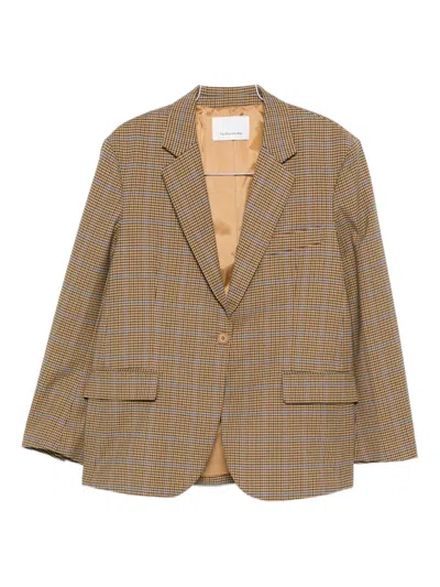 The Frankie Shop Lyra Houndstooth Check Blazer In Neutral
