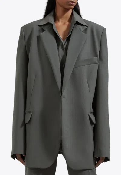 The Frankie Shop Lyra Oversized Blazer In Khaki