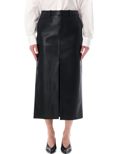 The Frankie Shop Maandbelle Pencil Midi Skirt With Front Slit And Back Welt Pockets In Black
