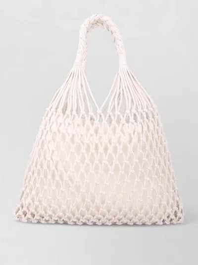 The Frankie Shop Macrame Tote Bag Braided Top Handles In Pink