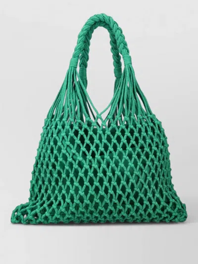 The Frankie Shop Macrame Tote Bag Shoulder Carry Design In Green