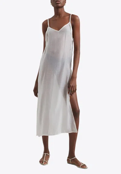 The Frankie Shop Madeline Semi-sheer Midi Dress In White