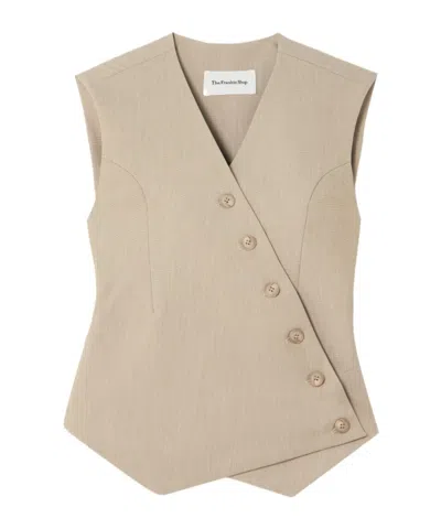 The Frankie Shop Maesa Asymmetric Canvas Vest In Neutrals