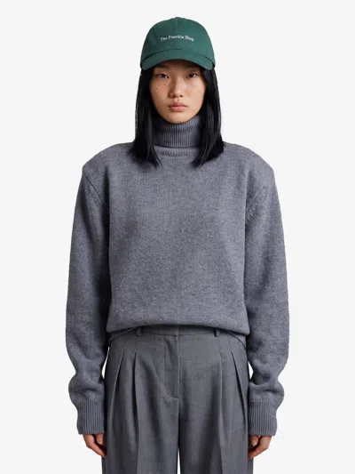 The Frankie Shop Gala Turtleneck Sweater With Shoulder Pads In Gray