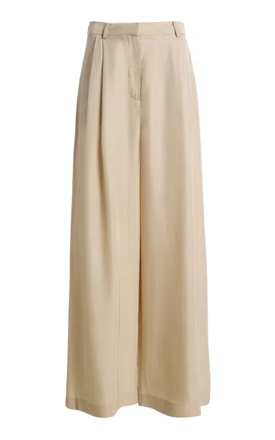 The Frankie Shop Marfa Pleated Twill Trousers In Brown