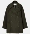 The Frankie Shop Marian Oversized Wool-blend Peacoat In Brown
