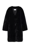 The Frankie Shop Matera Collarless Faux Fur Coat In Animal Print