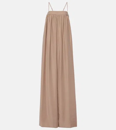 The Frankie Shop Maude Gathered Jumpsuit In Beige