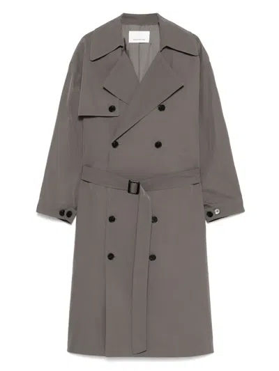 The Frankie Shop Mavis Oversized Trench Coat In Gray
