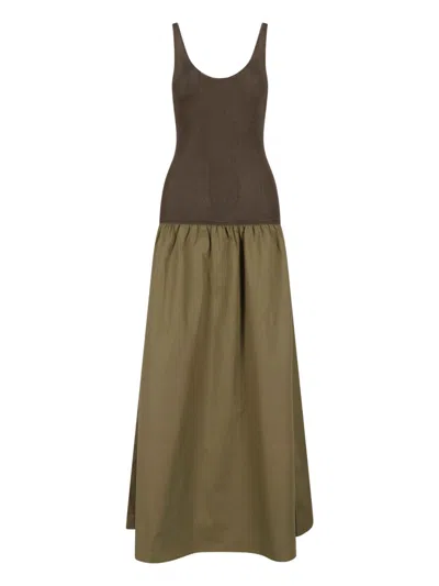 The Frankie Shop Womens Olive Iliya Drop Waist Cotton Blend Maxi Dress Xs In Green