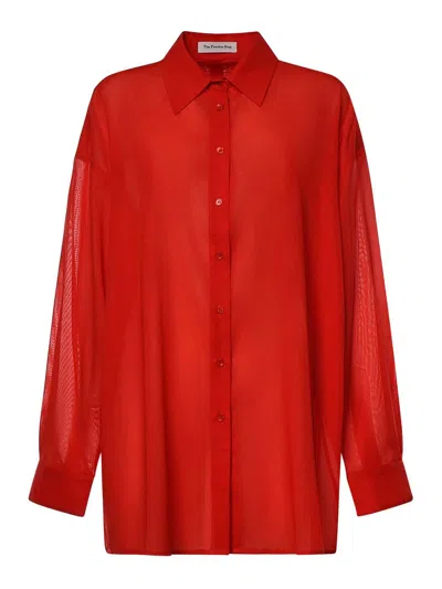 The Frankie Shop Melia Cotton Shirt In Red