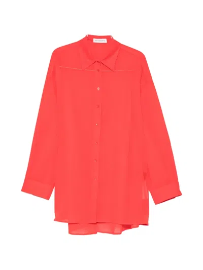 The Frankie Shop Melia Open-back Cotton Shirt In Red