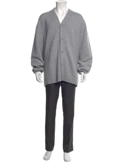 Pre-owned The Frankie Shop Merino Wool V-neck Cardigan In Gray