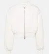 The Frankie Shop Micky Cropped Denim Bomber Jacket In White