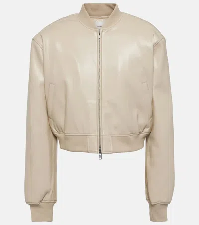 The Frankie Shop Micky Cropped Bomber Jacket In Nude