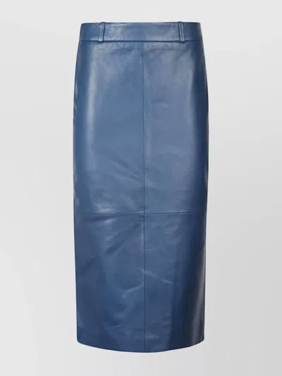 The Frankie Shop Midi Skirt With Back Slit And Belt Loops In Blue