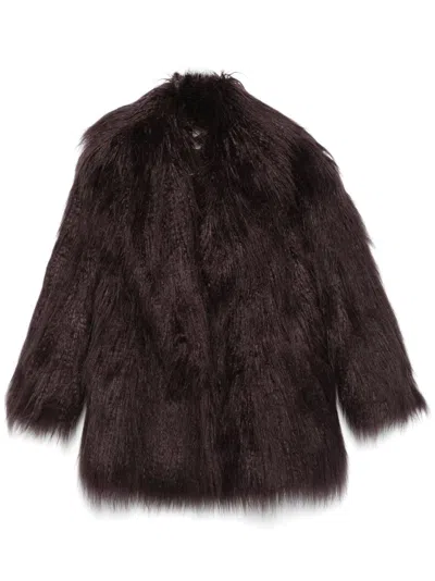 The Frankie Shop Miley Faux Fur Coat In Brown