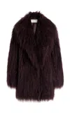 The Frankie Shop Burgundy Miley Faux-fur Coat In Purple