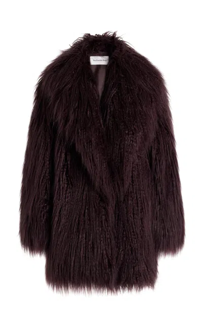 The Frankie Shop Burgundy Miley Faux-fur Coat In Plum