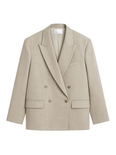 The Frankie Shop Mini Blazer With Padded Shoulders For Women In Neutral