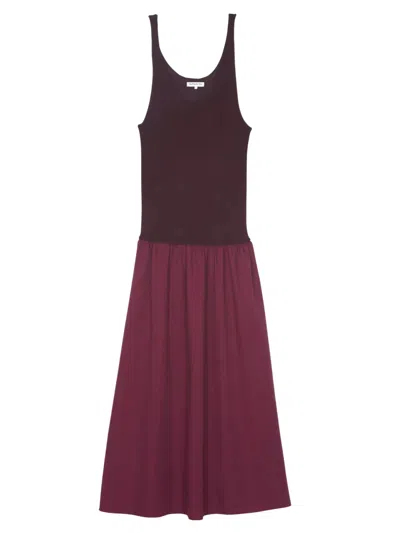 The Frankie Shop Mini Dress With Low Waist And Gathered Neckline In Burgundy
