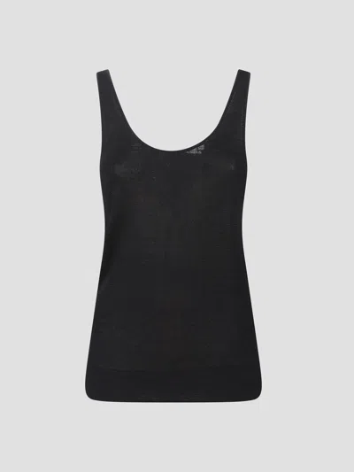 The Frankie Shop Mini Knit Tank Top In Black