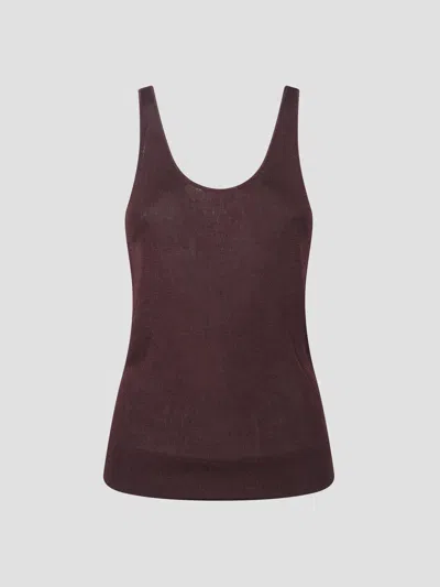 The Frankie Shop Mini Knit Tank Top In Burgundy