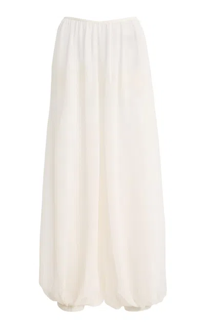 The Frankie Shop White Sheer Balloon Fabric Wide-leg Pants