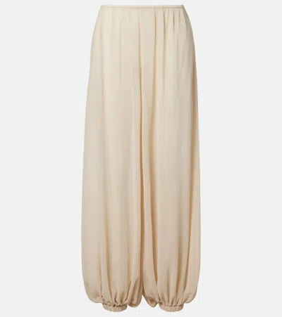 The Frankie Shop Beige Gathered Cuffs Wide-leg Pants In Neutral