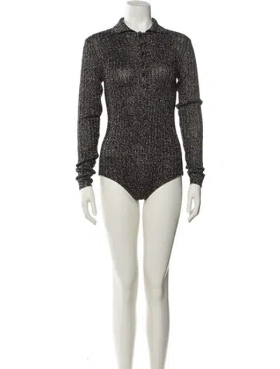 Pre-owned The Frankie Shop Mock Neck Long Sleeve Bodysuit In Black