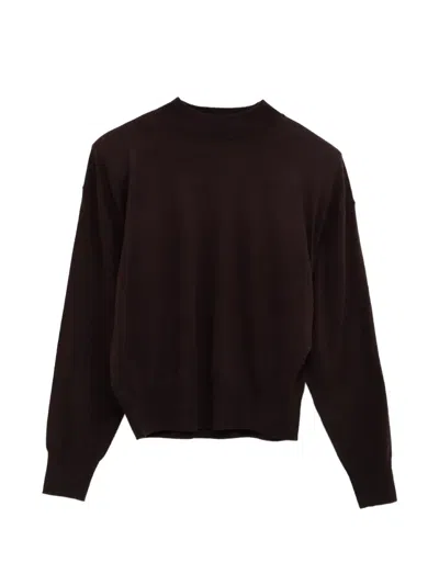 The Frankie Shop Mock-neck Sweater In Brown