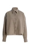 The Frankie Shop Arlen Plaid Wool-blend Shirt In Nude