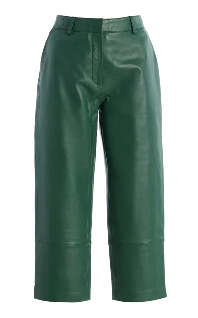 The Frankie Shop Olivet Wide-leg Faux Leather Pants In Green In Multi