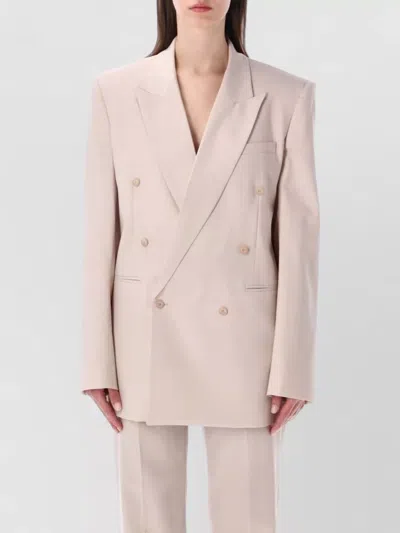The Frankie Shop Monterey Structured Wool Blend Blazer In Pink