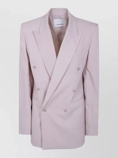 The Frankie Shop Monterey Double Breasted Tailored Blazer Jacket In Pink