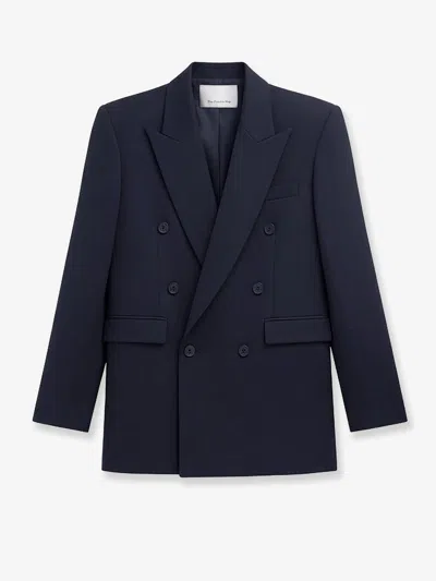 The Frankie Shop Monterey Structured Wool Blend Blazer In Blue