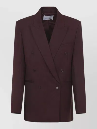The Frankie Shop Monterey Structured Wool Single Breasted Blazer In Burgundy