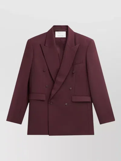 The Frankie Shop Monterey Wool Blazer Peak Lapels Tailoring In Burgundy