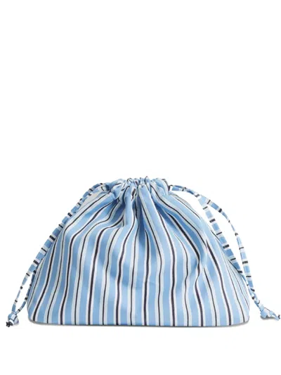The Frankie Shop Morgan Striped-drawstring Pouch In Blue