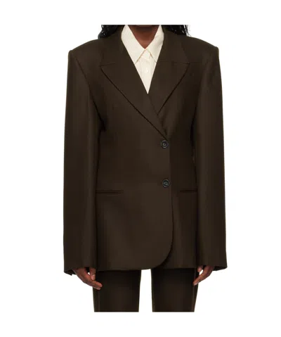 The Frankie Shop Morrison Crossover Blazer In Brown